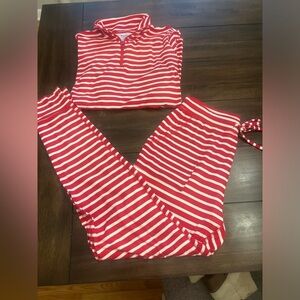 Crown & Ivy Red and White Striped Lounge Set 
Size small